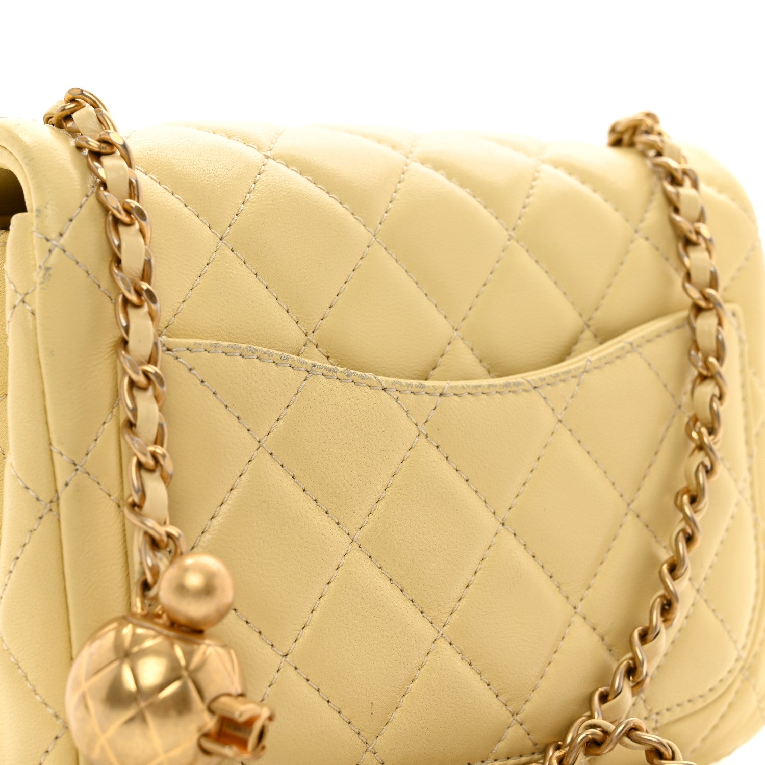 Chanel Lambskin Quilted Mini Pearl Crush Flap Yellow 11 of 12