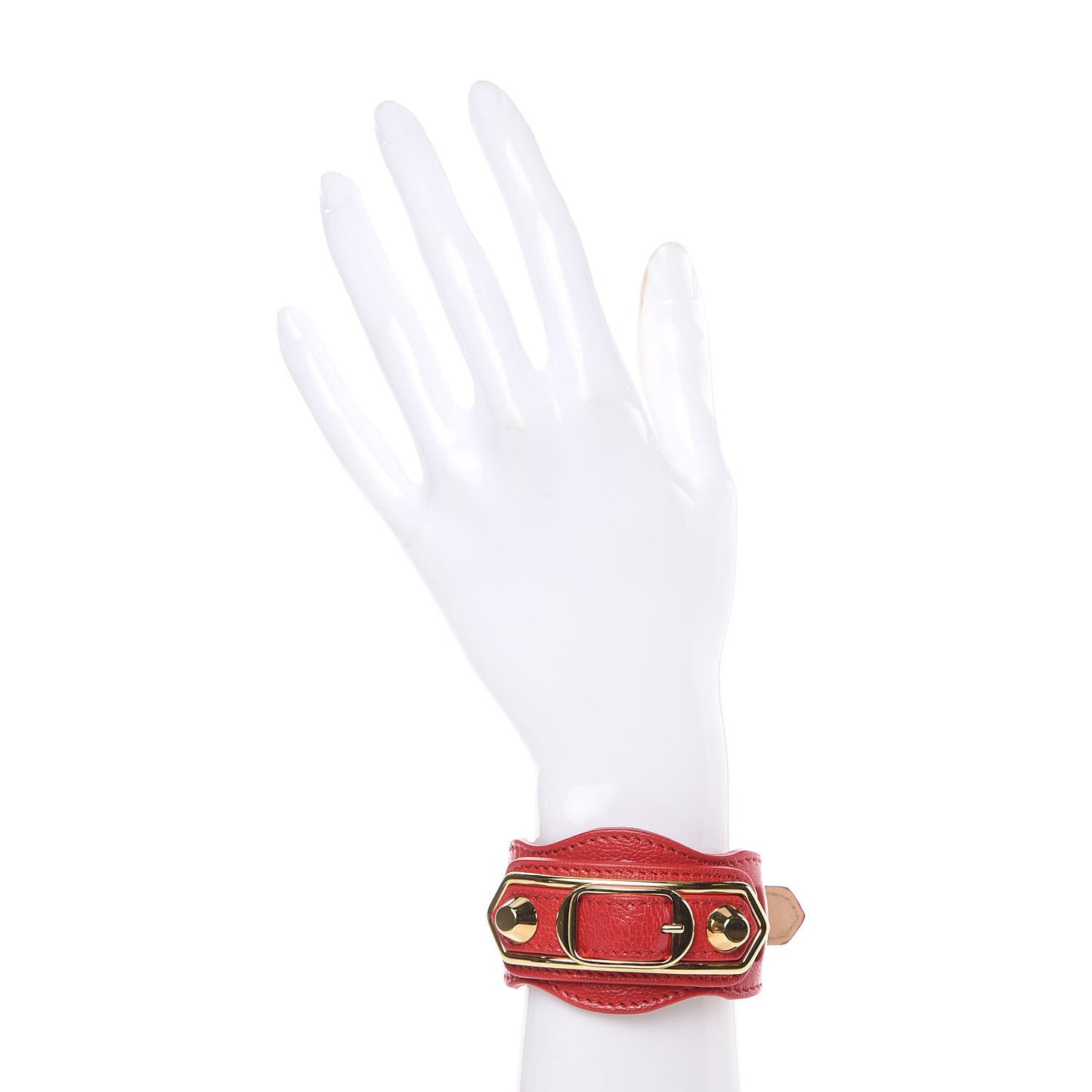 Chevre Gold Metallic Edge Hardware Bracelet S Rouge Grenade