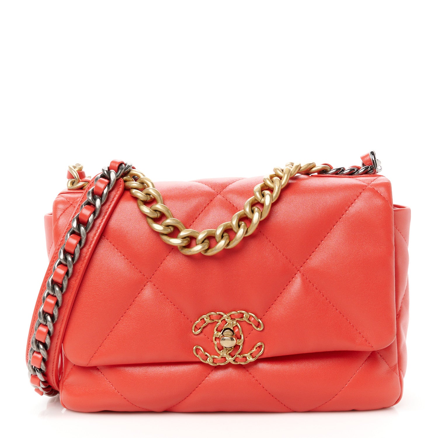 Chanel Lambskin Quilted Medium Chanel 19 Flap Red 1 of 11