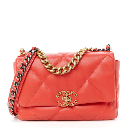 Chanel Lambskin Quilted Medium Chanel 19 Flap Red 1 of 11