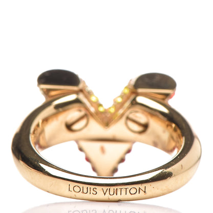 Louis Vuitton Crystal Essential V Strass Ring 5 Multicolor Gold 4 of 7