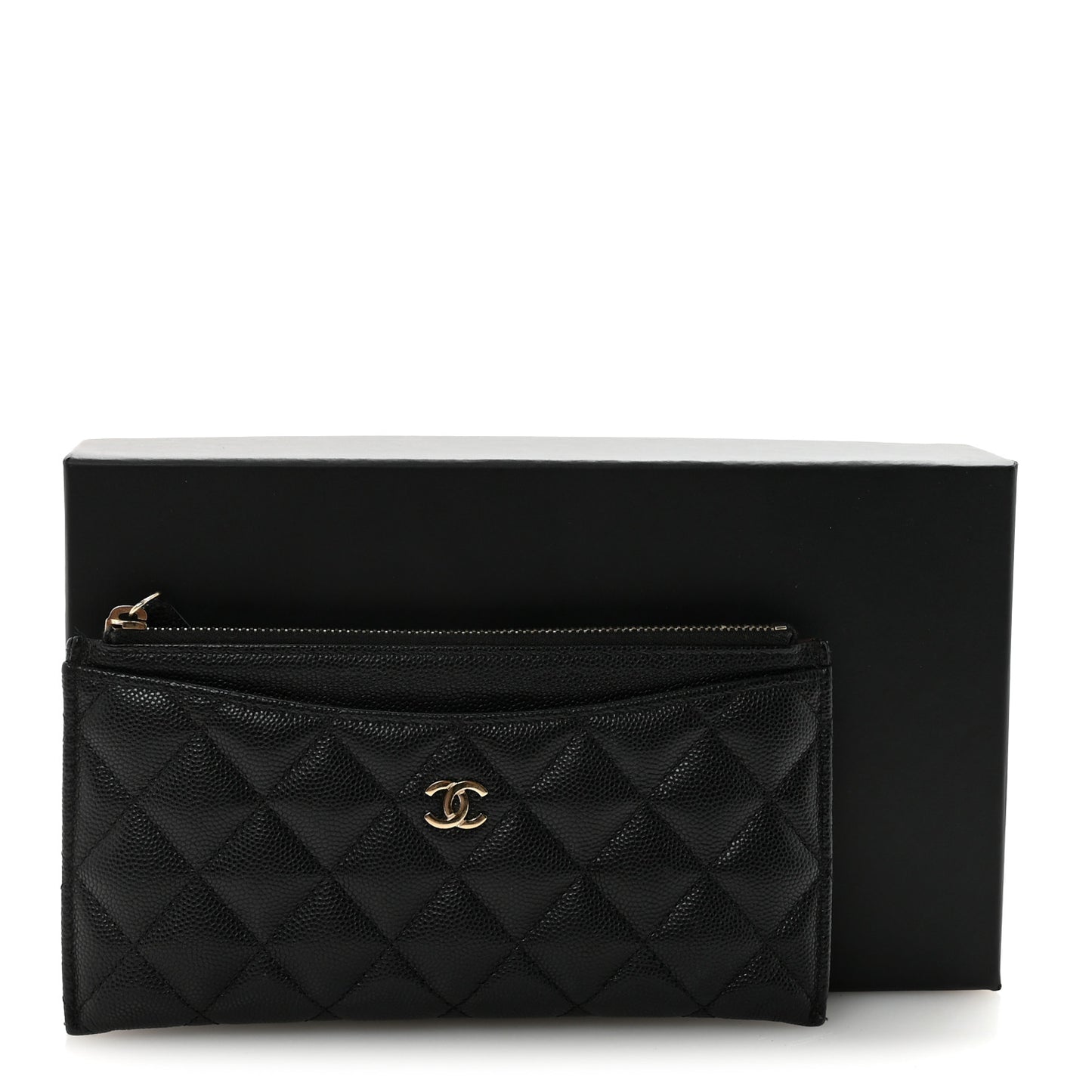 Caviar Quilted Classic Zip Pouch Black