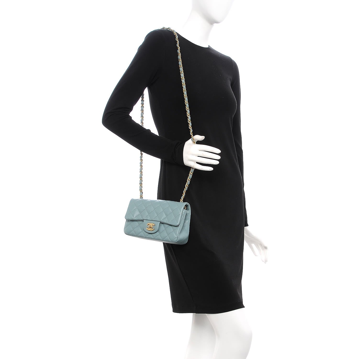 Chanel Iridescent Caviar Quilted Mini Rectangular Flap Light Blue 2 of 8
