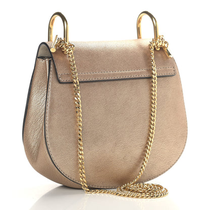 Chloe Metallic Goatskin Mini Drew Shoulder Bag Abstract Gold 3 of 10