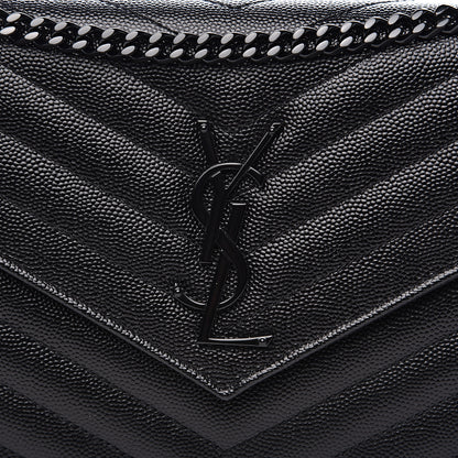 Saint Laurent Grain De Poudre Matelasse Chevron Monogram Chain Wallet Black 7 of 8