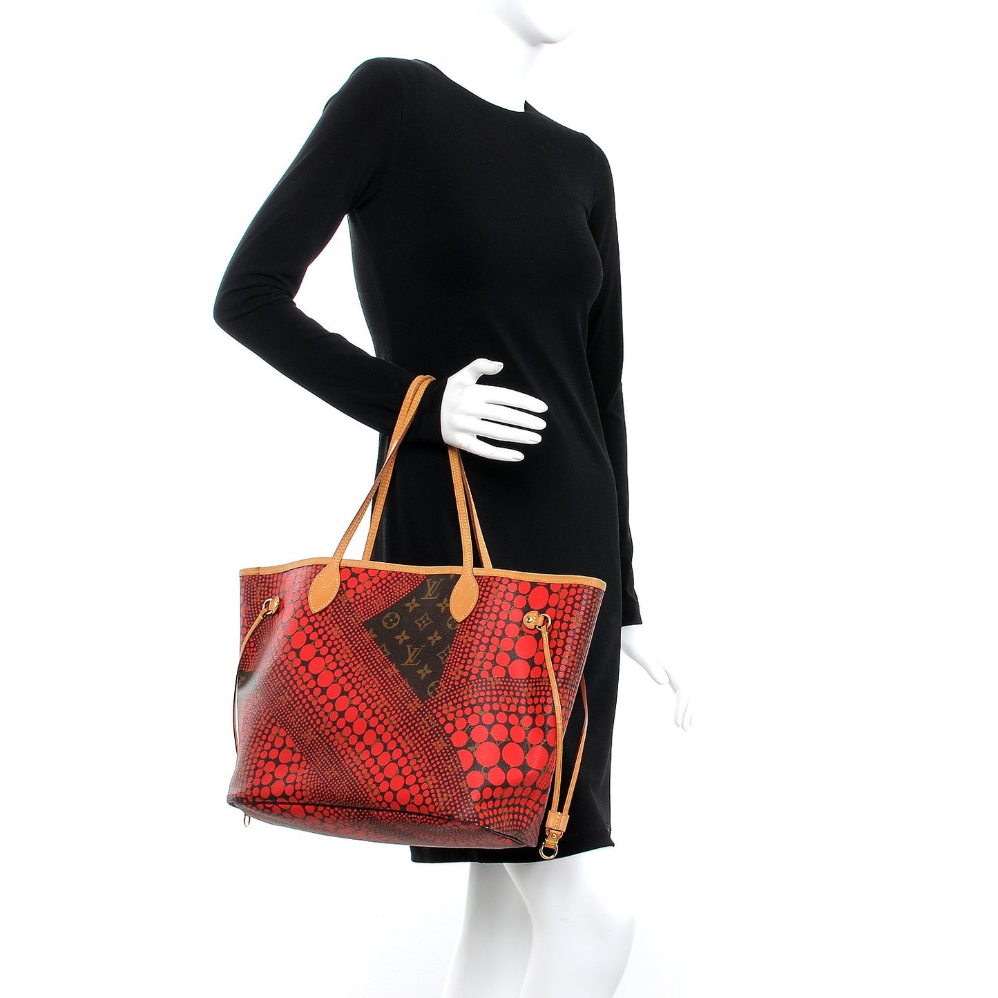 Monogram Kusama Waves Neverfull MM Red
