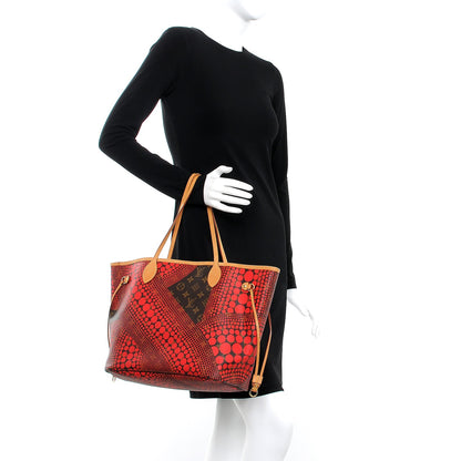 Louis Vuitton Monogram Kusama Waves Neverfull MM Red 2 of 13