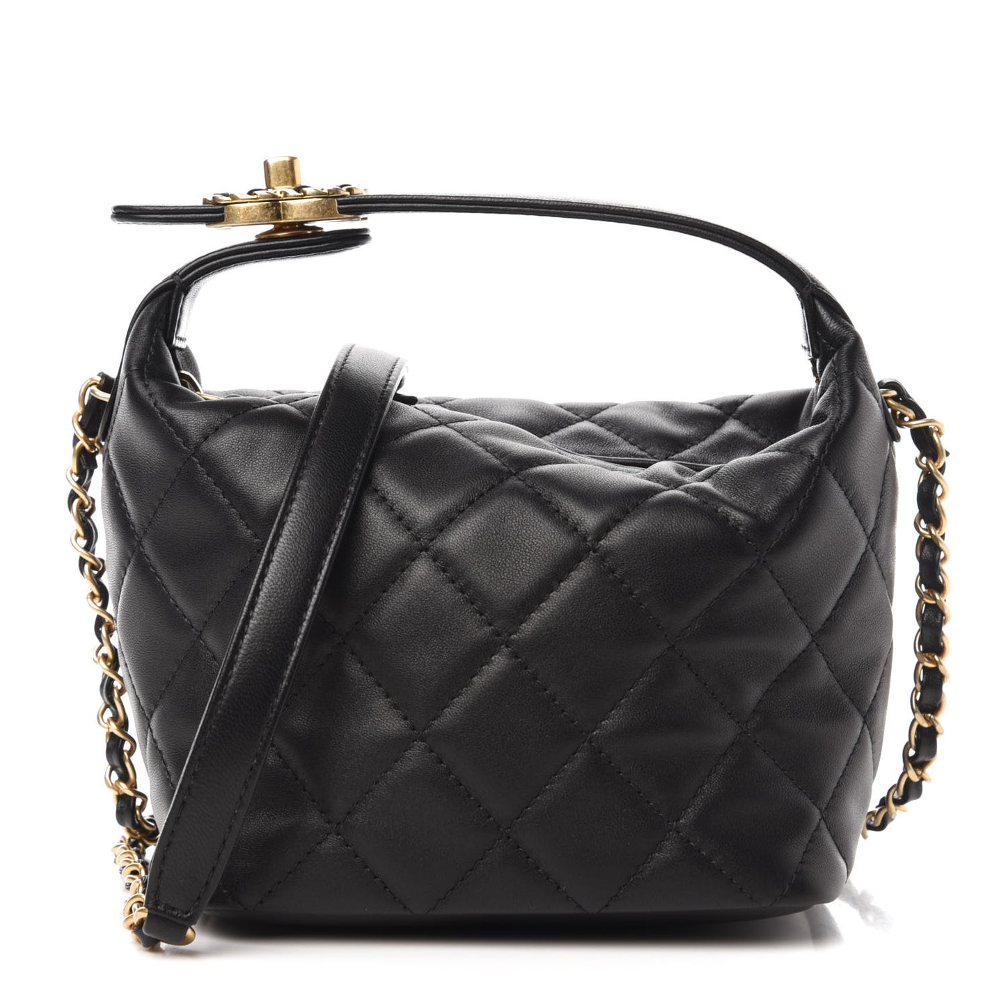 Lambskin Quilted Small Perfect Meeting Hobo Black