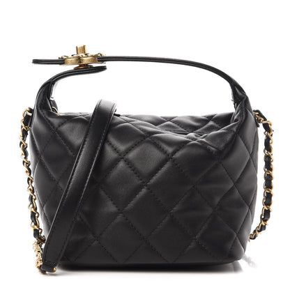 Chanel Lambskin Quilted Small Perfect Meeting Hobo Black 1 of 10
