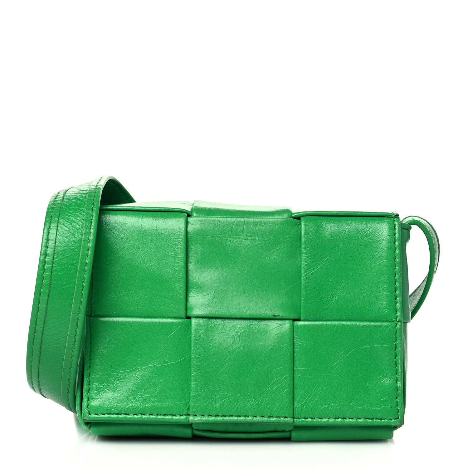 Bottega Veneta Crinkled Lambskin Maxi Intrecciato Extra Mini Cassette Crossbody Bag Parakeet 1 of 9