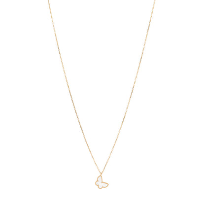 Van Cleef & Arpels 18K Yellow Gold Mother of Pearl Sweet Alhambra Butterfly Pendant Necklace 1 of 6