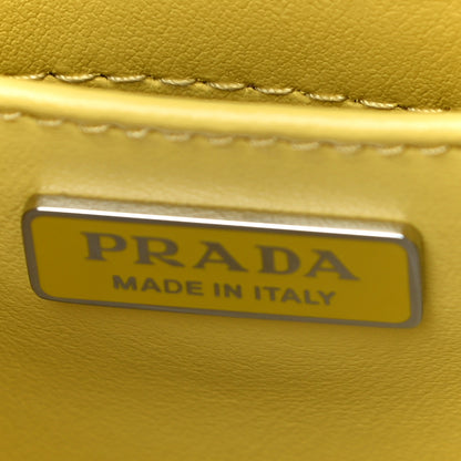 Prada Spazzolato Metal Triangle Logo Small Double Handle Crossbody Tote Giallo Black 7 of 10