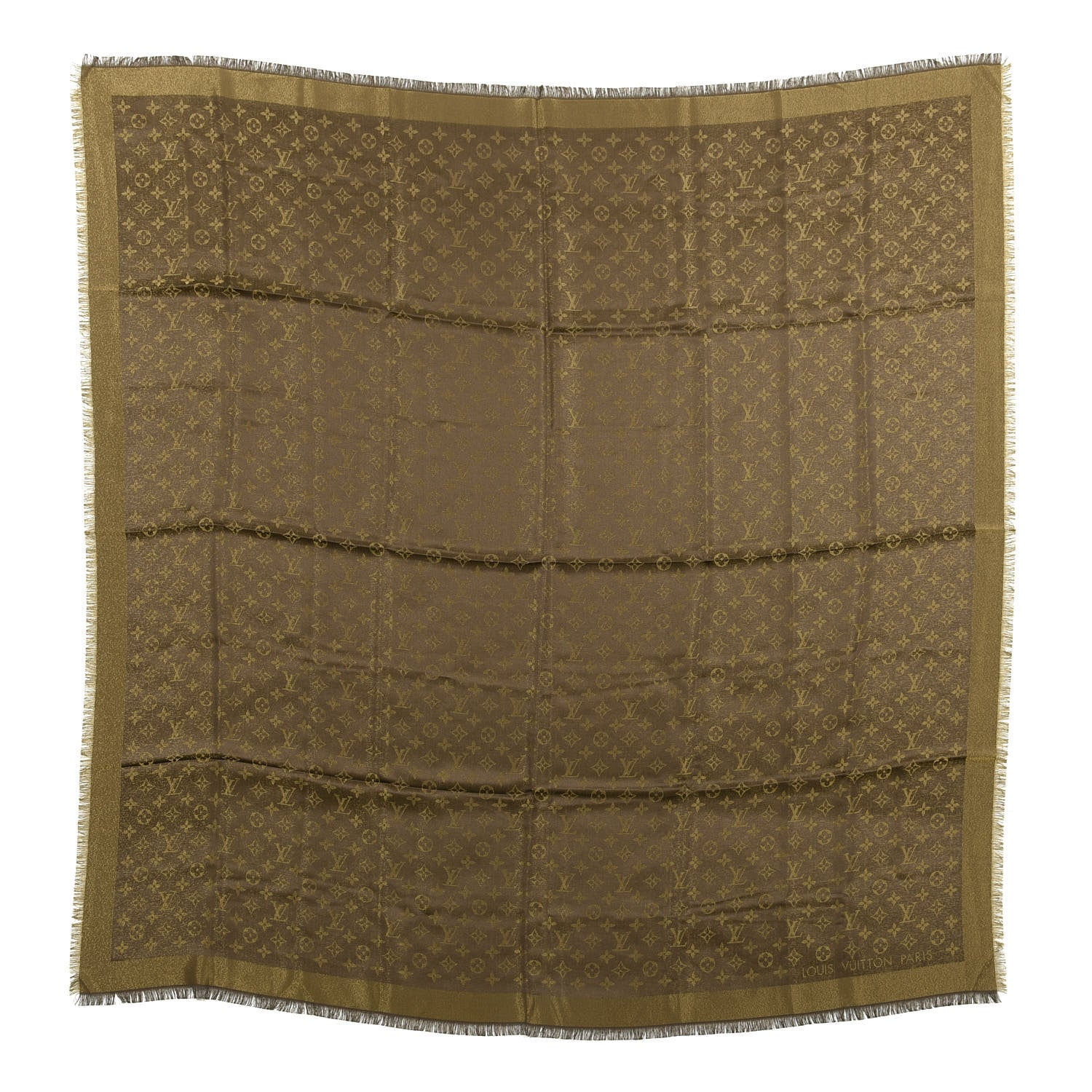Louis Vuitton Silk Lurex Wool Monogram Shine Shawl Brown 1 of 3