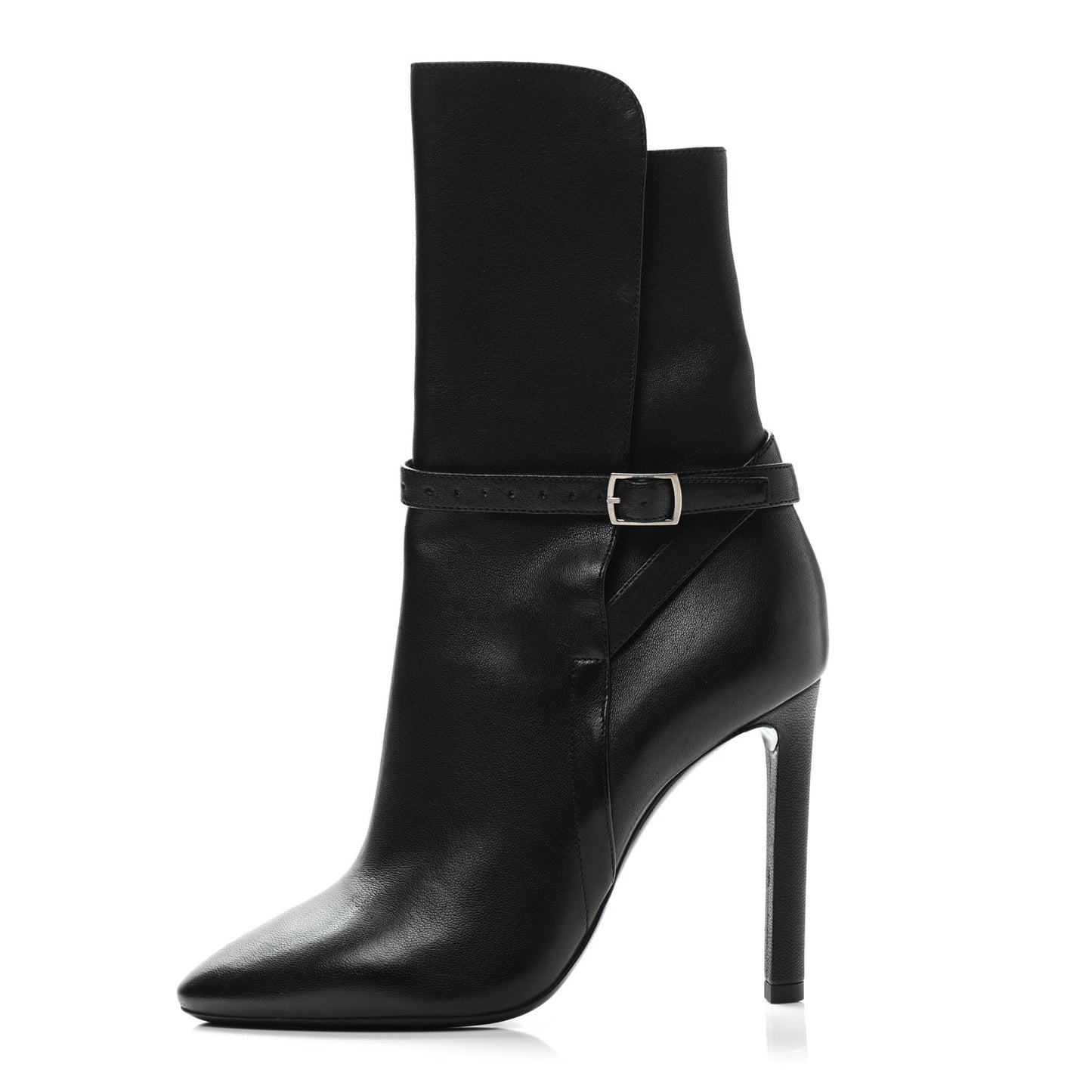 Nappa Mica Buckle Ankle Booties 36 Black