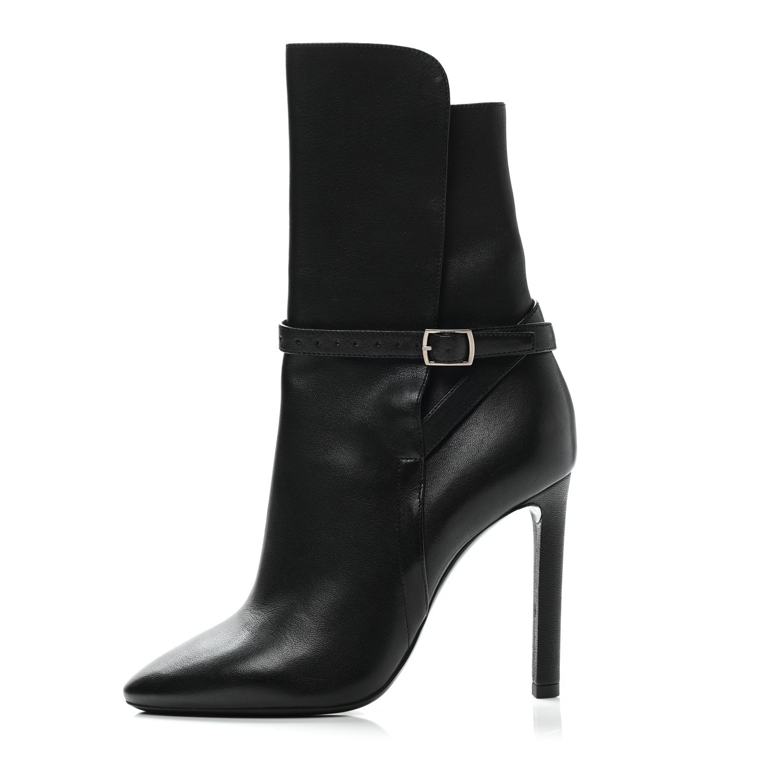 Saint Laurent Nappa Mica Buckle Ankle Booties 36 Black 1 of 9