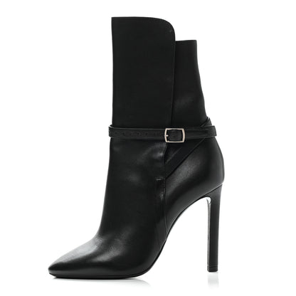 Saint Laurent Nappa Mica Buckle Ankle Booties 36 Black 1 of 9
