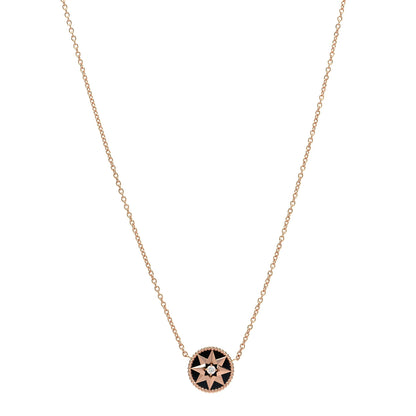 Christian Dior 18K Rose Gold Diamond Black Onyx Rose Des Vents Necklace 1 of 6