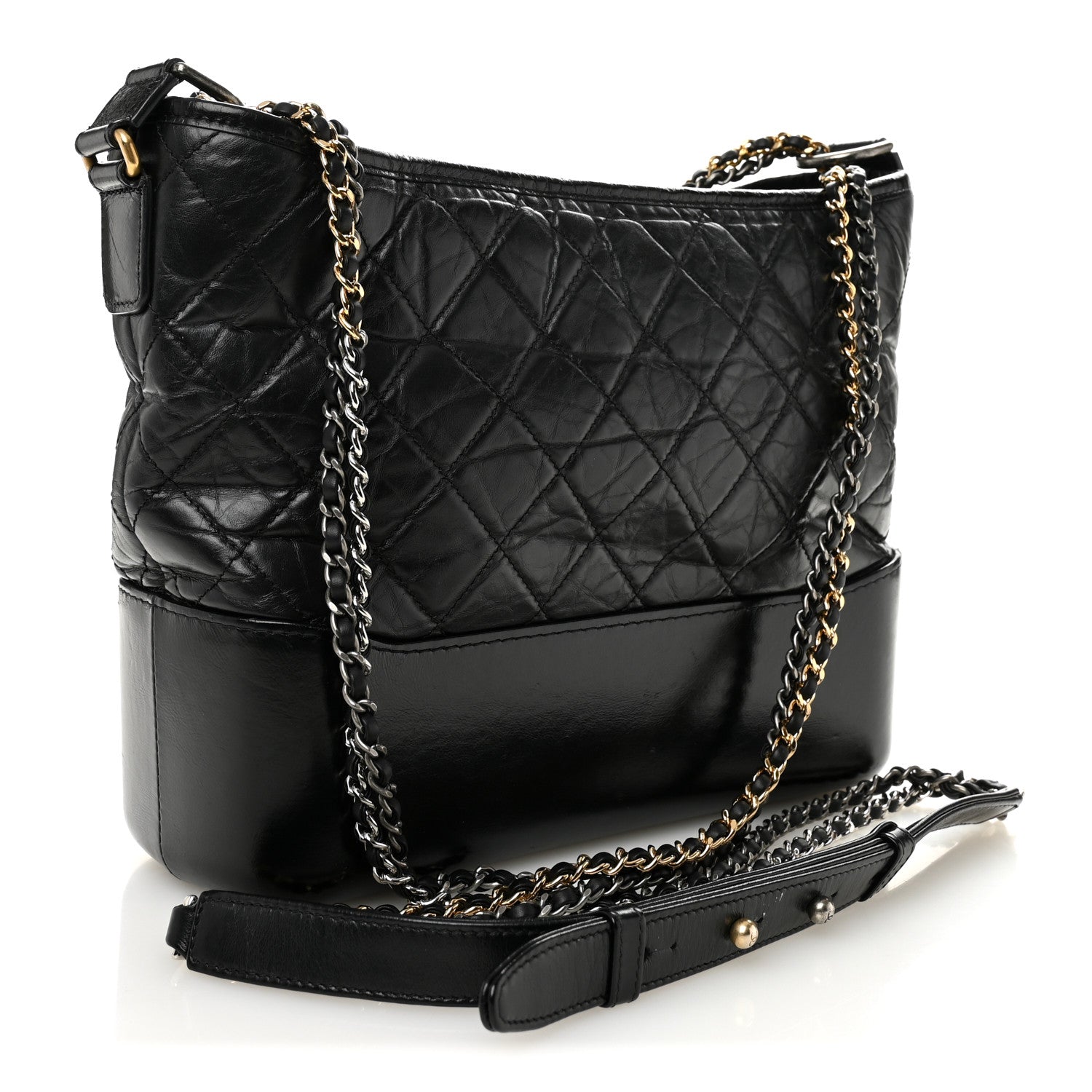 Chanel Aged Calfskin Quilted Medium Gabrielle Hobo Black 3 of 10