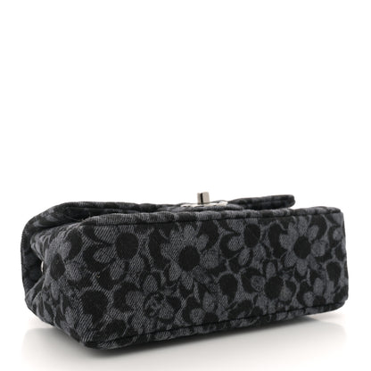 Chanel Printed Denim Quilted Flower Mini Rectangular Flap Black 4 of 11