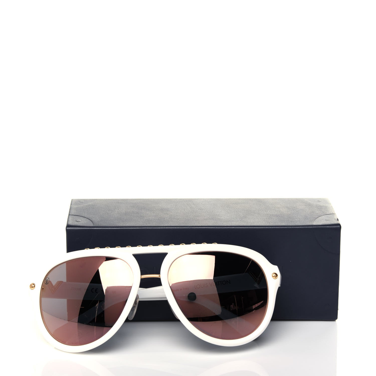 Louis Vuitton Acetate Aviator Serpico Studded Sunglasses Z2357W White 9 of 9
