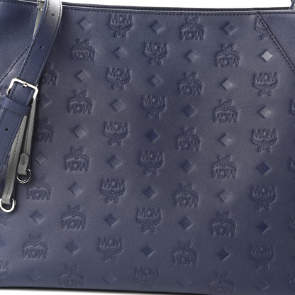 MCM Calfskin Ottomar Monogram Medium Klara Hobo Navy Blue 10 of 10
