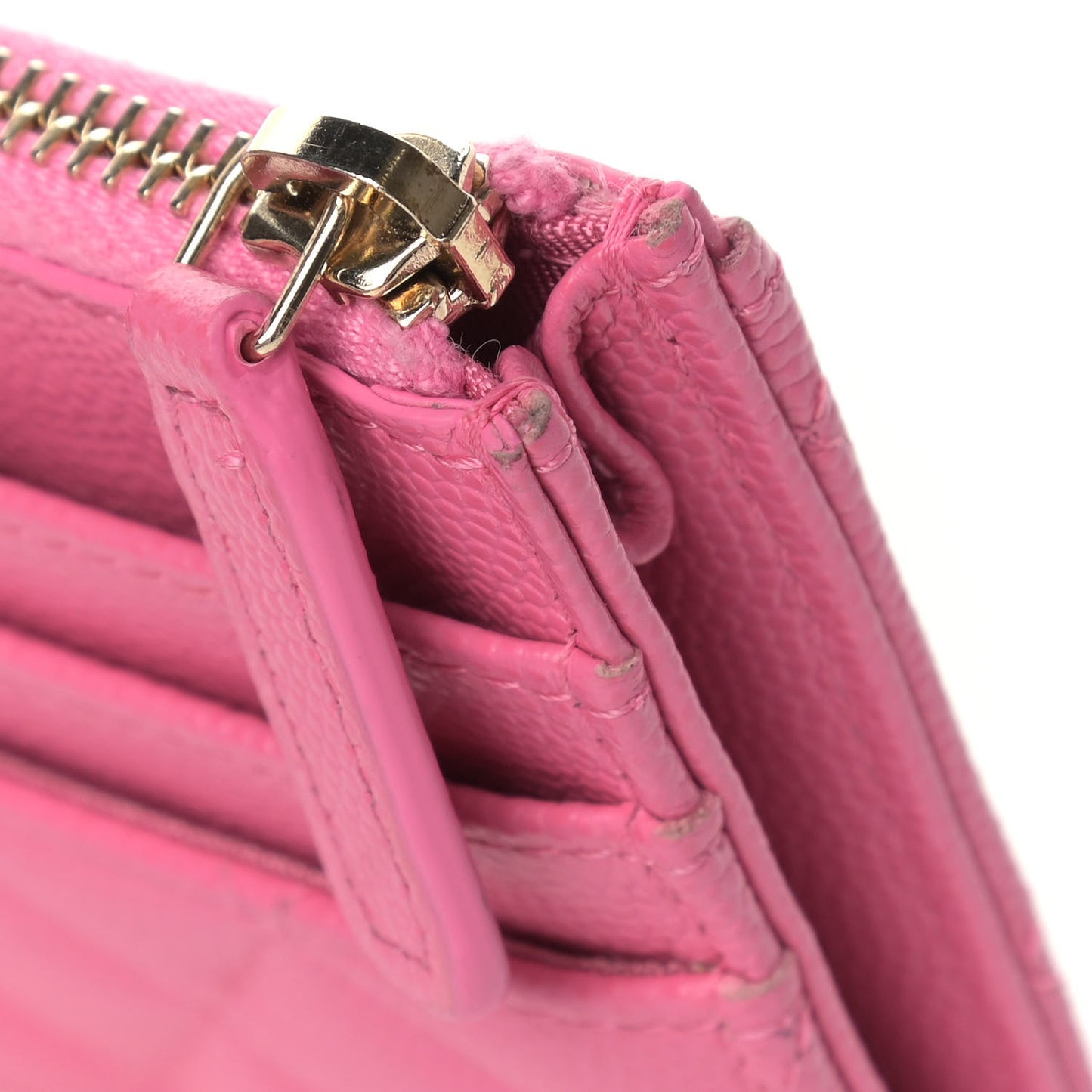 Caviar Quilted CC Zip Card Holder Pink