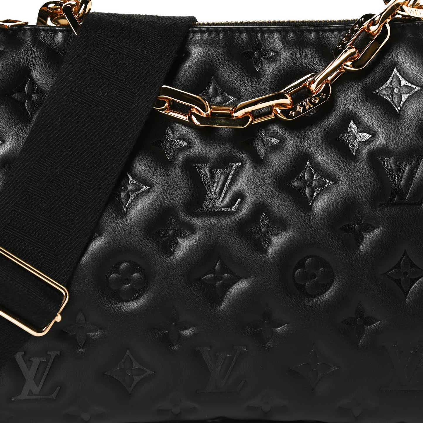 Lambskin Embossed Monogram Coussin PM Black