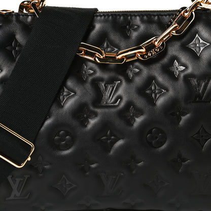 Louis Vuitton Lambskin Embossed Monogram Coussin PM Black 7 of 12