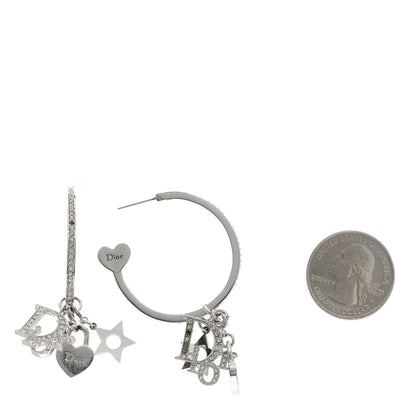 Christian Dior Crystal Hoop Earrings Silver 2 of 4