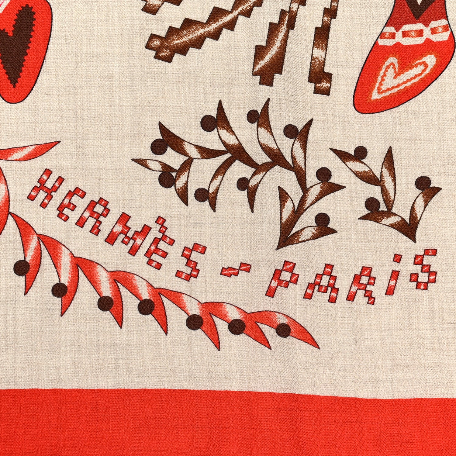 Hermes Cashmere Silk En Attendant Ulysses Shawl 140 Naturel Orange Brun 3 of 6