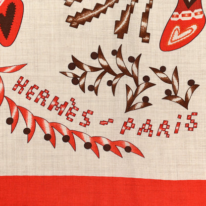 Hermes Cashmere Silk En Attendant Ulysses Shawl 140 Naturel Orange Brun 3 of 6