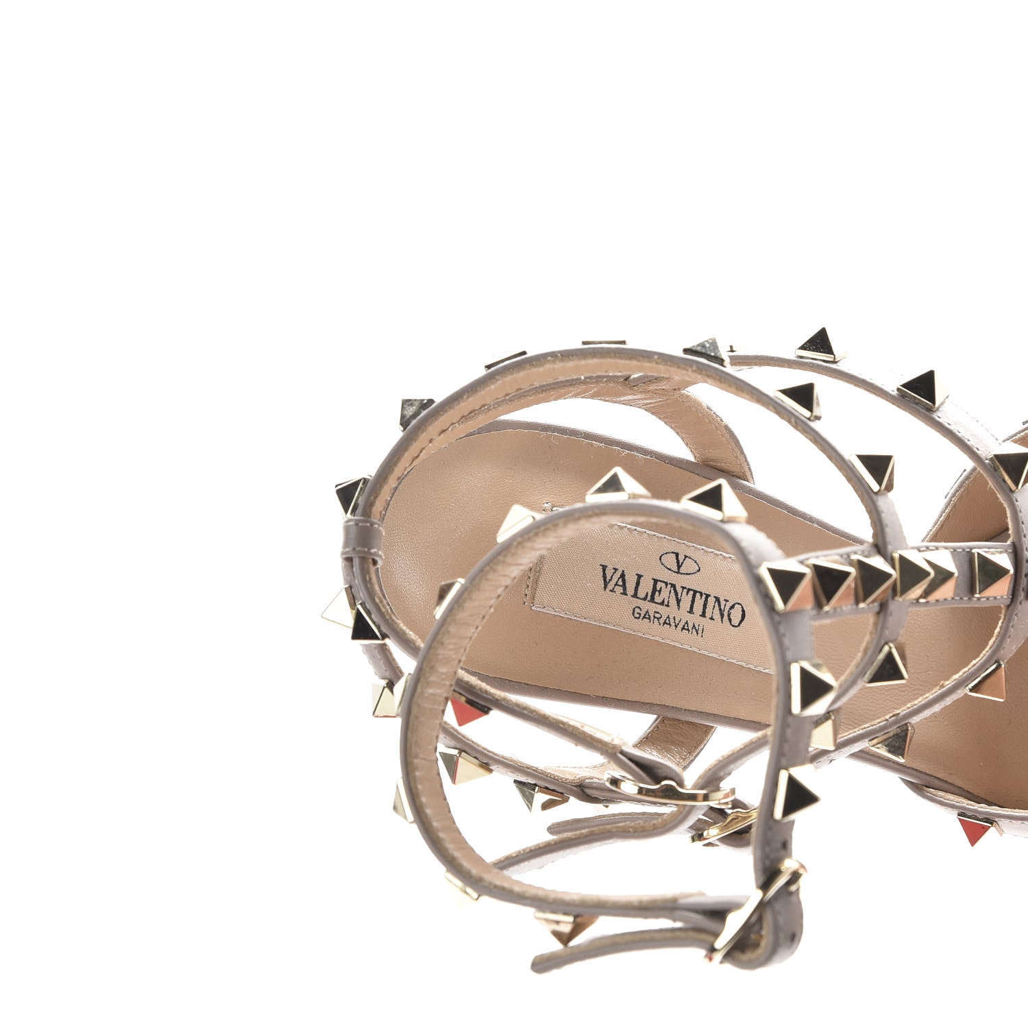 Valentino Garavani Metallic Pebbled Calfskin Rockstud Ankle Strap 65mm Pumps 37 Skin Poudre 7 of 9