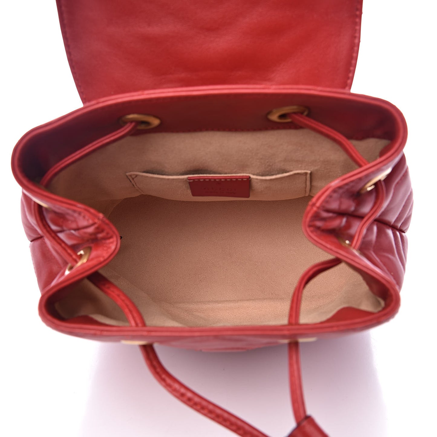 Calfskin Matelasse GG Marmont Flap Backpack Hibiscus Red