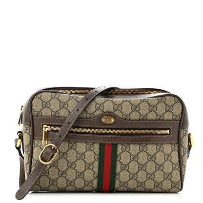 Gucci GG Supreme Monogram Web Small Ophidia Shoulder Bag Brown 1 of 10