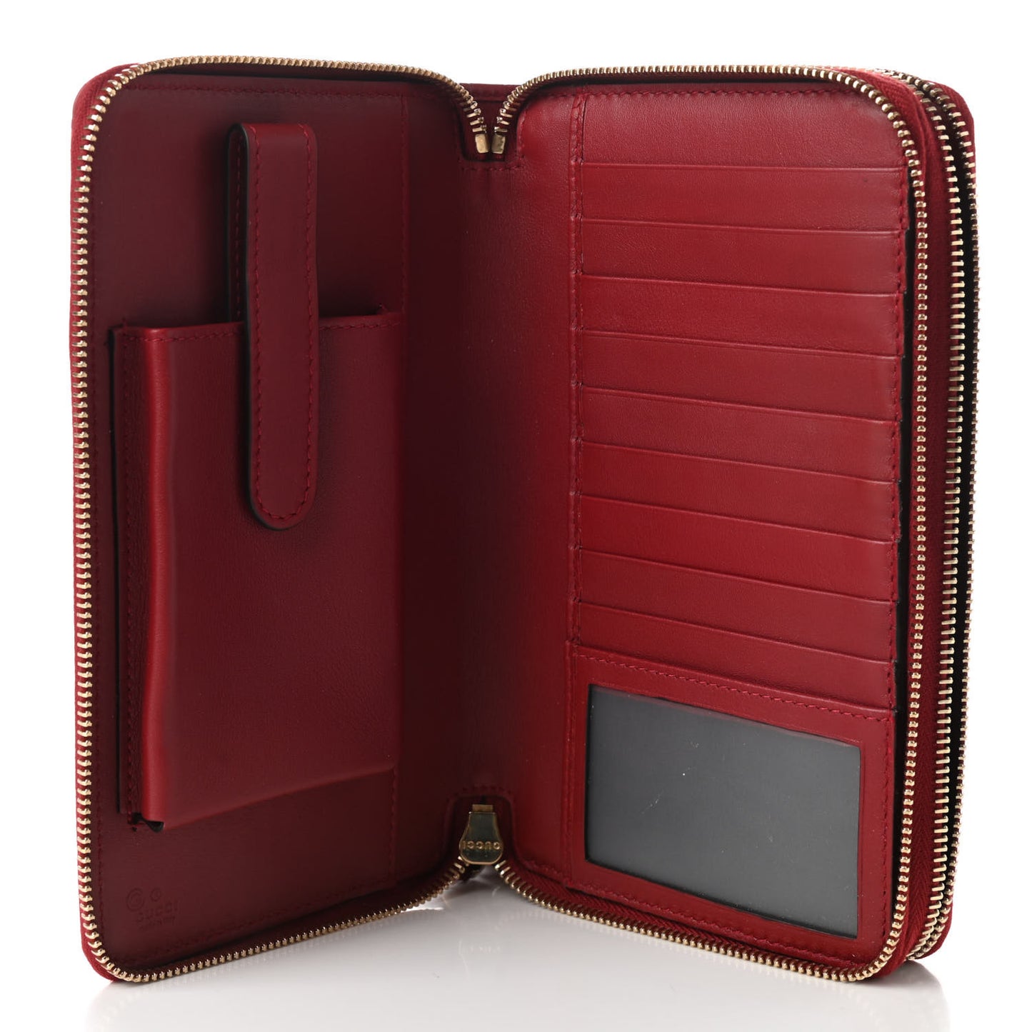 Microguccissima Zip Around Top Handle Travel Wallet Red