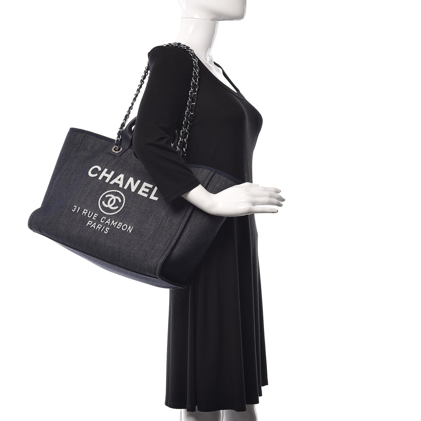 Denim Large Deauville Tote Dark Blue