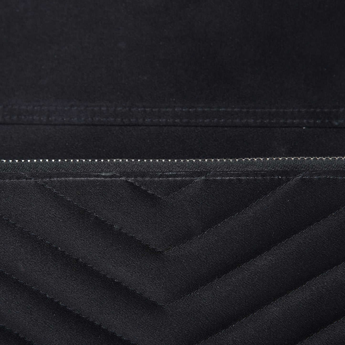 Satin Chevron Monogram Envelope Chain Wallet Black