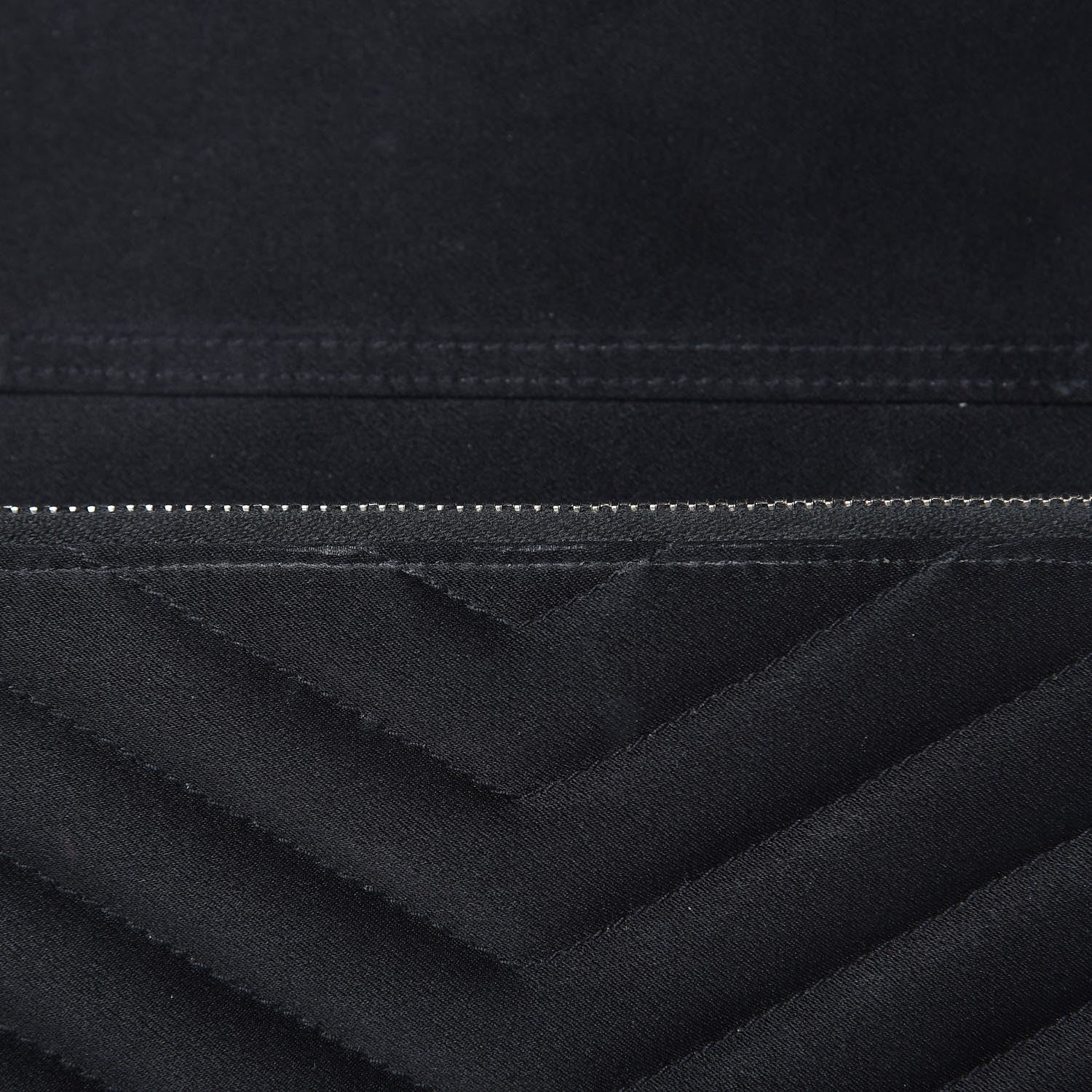 Saint Laurent Satin Chevron Monogram Envelope Chain Wallet Black 10 of 15
