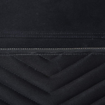 Saint Laurent Satin Chevron Monogram Envelope Chain Wallet Black 10 of 15