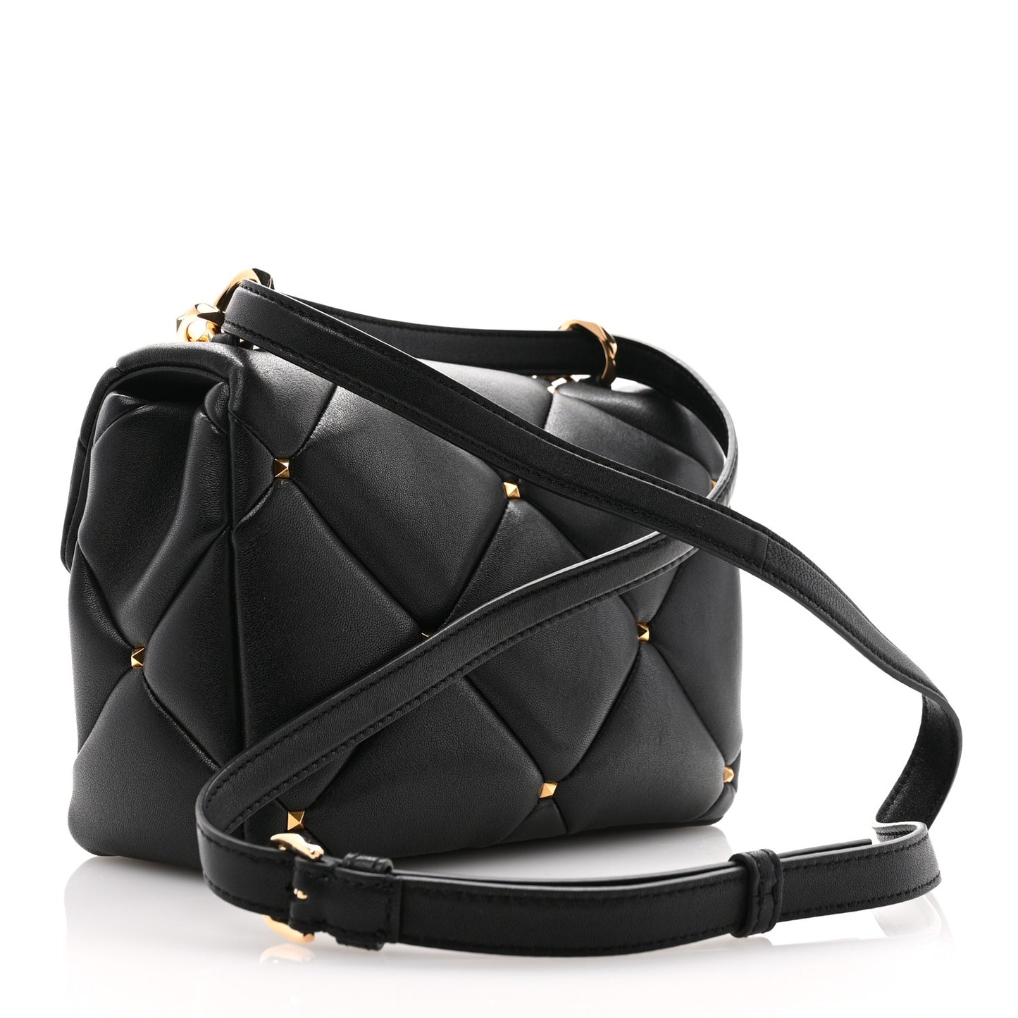 Nappa Medium Roman Stud Shoulder Bag Black
