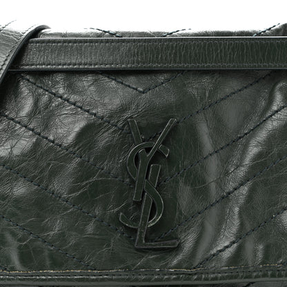 Saint Laurent Crinkled Lambskin Matelasse Monogram Medium Niki Chain Satchel Military Olive 8 of 15