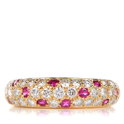 Cartier 18K Yellow Gold Diamond Ruby 6mm Mimi Ring 55 7.5 1 of 6