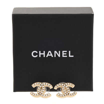 Chanel Crystal Mini Timeless CC Earrings Gold 5 of 5