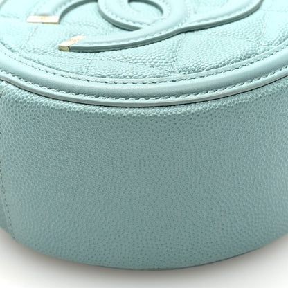 Chanel Caviar Quilted Round Filigree Crossbody Light Blue 8 of 10