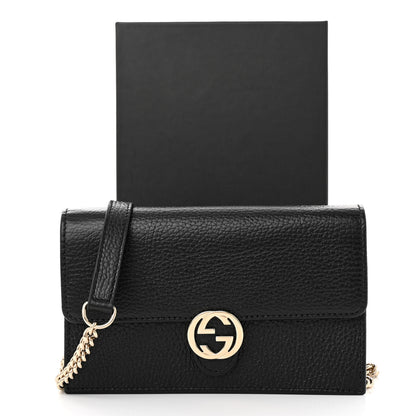 Gucci Dollar Calfskin Interlocking G Chain Wallet Black 2 of 10