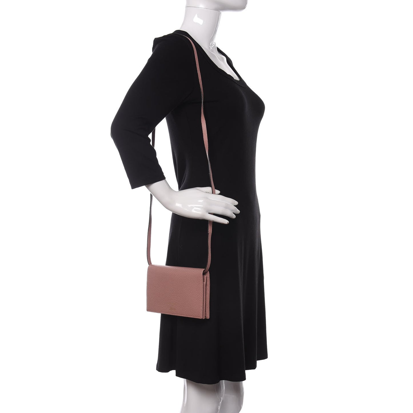 Dollar Calfskin Mini Swing Wallet Bag Soft Pink Soft Pink