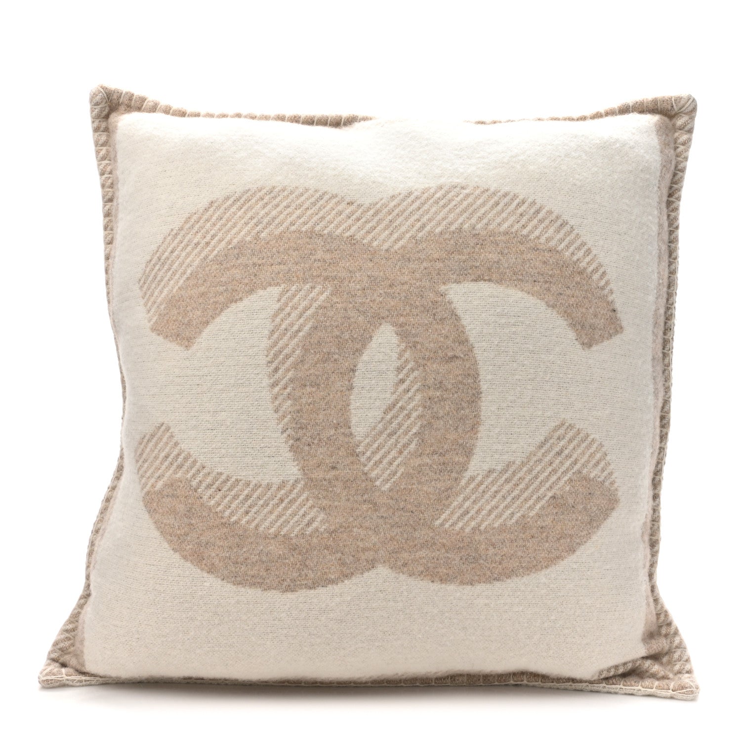 Chanel Merino Wool Cashmere CC Pillow Beige Off White 1 of 5