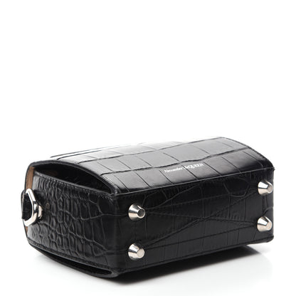 Alexander McQueen Calfskin Crocodile Embossed Box Shoulder Bag 16 Black 4 of 10