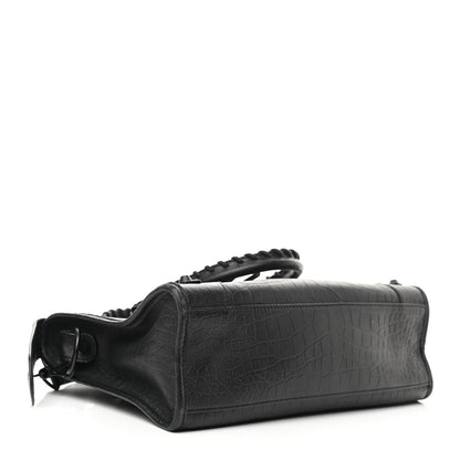Balenciaga Matte Supple Lambskin Crocodile Embossed Classic Black Hardware S City Black 4 of 11