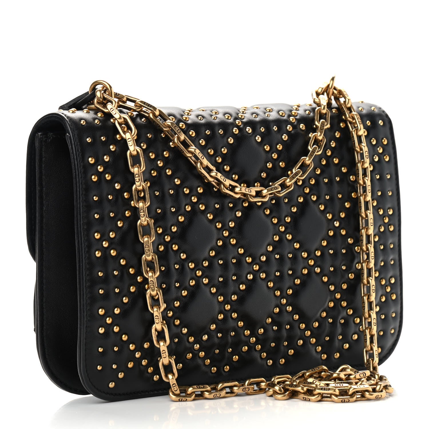 Christian Dior Lambskin Cannage Studded Large Dioraddict Flap Bag Black 3 of 8